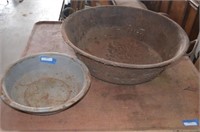 Two Antique Metal Wash Pans
