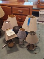 Seven table lamps, assorted sizes