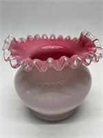 Vtg Fenton Ruffled Cased Glass Vase