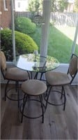 High Top Glass Dining Table & 4 Chairs