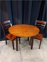 WOOD DROP LEAF TABLE WITH 2 CHAIRS