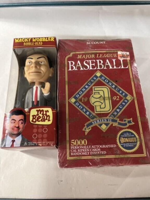 Mr Bean bobble head and major league Donruss 1992