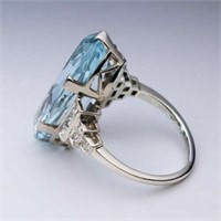 Jewelry zircon Charm Oval Cut Aquamarine Silver