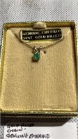 Gold Filled Chain Genuine Emerald