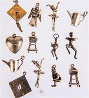 Jewelry Lot of 13 Sterling Silver Figural Charms