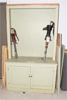 Wooden cabinet in paint with shelves and double