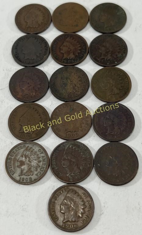 (16) 1885-1907 Indian 1 Cent Coins