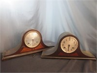 (2) VTG Wood Mantle Clocks - Missing Pendulums -