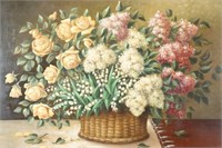 1933 A. Zander Still Life Painting of Flowers