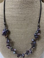 Sterling Silver & Iridescent Black Pearl Necklace
