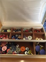 JEWELRY BOX OF BUTTONS THAT HAVE BEEN CONVERTED