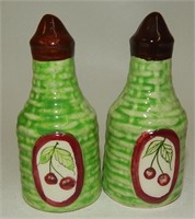 Bright Green Bottles with Cherries