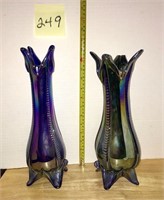 Carnival Glass 13" Swung Vases