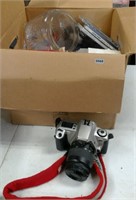 Camera & Box of Misc