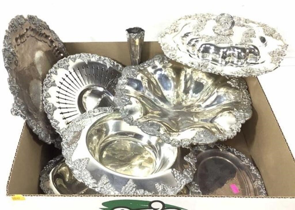 (8pc) Silver Plate Servingware, Sheffield