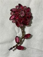 Antique Rhinestone Flower Brooch