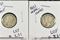 (2) Mercury Dimes: