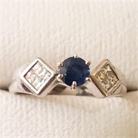 $160 Silver Sapphire(0.35ct) Ring