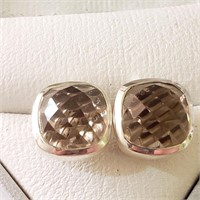 $160 Silver Smokey Quartz Earrings