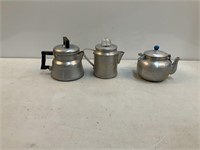 (3) Vintage Aluminum Teapots