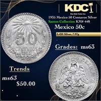 1935 Mexico 50 Centavos Silver Santos Collection K
