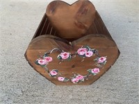 Magazine Rack Wood Heart Flower 16” Wide