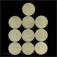 Silver Franklin Half Dollars (10)