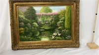 Oil Painting Landscape with Bridge Scene