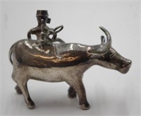 Mini silver figure of a buffalo