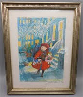 Signed Lithograph Girl with Dolls John ?
