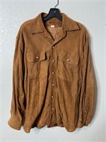 Vintage 80s Suede Button Up Shirt Mens