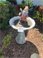 Concrete Bird Bath w/ Garden Gnome