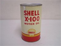 SHELL X-100 MOTOR OIL  IMP. QT. CAN - EMBOSSED