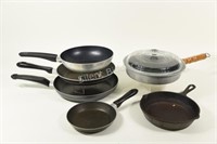 Assortment of Non Stick & Lodge Cast Frying Pans
