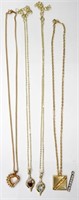 4 Gold Tone Gemstone Necklaces