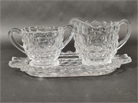 Fostoria American Cube Glass Creamer Sugar Tray