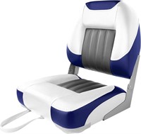 Deluxe Boat Seat  Low Back  White/Blue