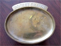 Antique Brass Novelty Pocket Change Tray