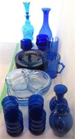 Large Group of Blue Colored Glass