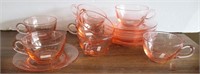 (8) Heisey Pink Depression Cups & Saucers