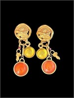 Designer Robert Rose 18k Gold Drop Earrings