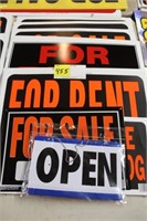 FOR SALE, RENT & OPEN SIGNS
