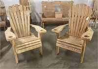 Pair of Amish Pine Adirondack Arm Chairs