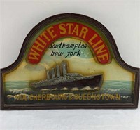 24x16in White Star Line Wood Ship Sign