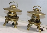 PAIR ANTIQUE CHINESE BRASS LAMPS