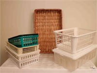 Variety of Plastic Baskets, Wicker tray