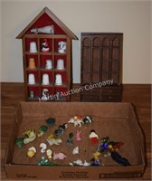 (S1) Pair of Small Shadow Boxes w/ Thimbles & Mini