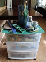 Art/ Drafting Supplies w/ Plastic Storage Shelf