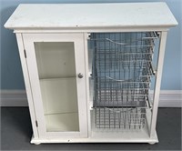 White Storage Cabinet With 3 Wire Baskets