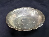 Sterling silver floral dish, 1 1/8" h. x 6" diam.